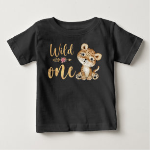 T-shirt Pour Bébé Floral Safari Wild One Leopard 1er anniversaire