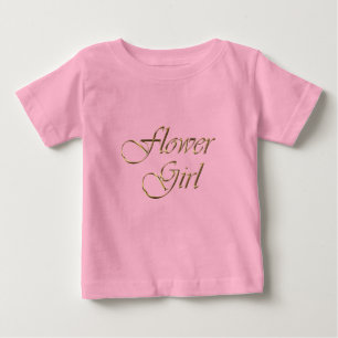 T-shirt Pour Bébé Flower Girl or script élégant rose chic