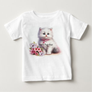 T-shirt Pour Bébé Fluffy White Kitten Vous êtes Purr-fect