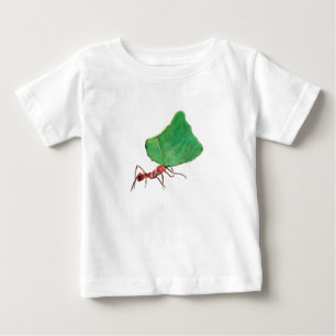 T-shirt Pour Bébé Fourmi portant une grosse feuille