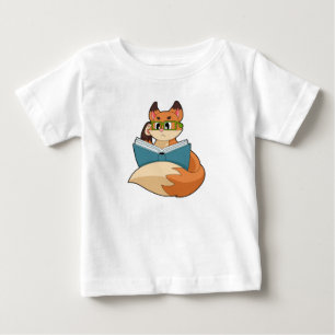 T-shirt Pour Bébé Fox as nerd with Book & Glasses