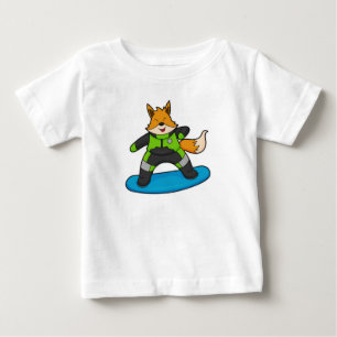 T-shirt Pour Bébé Fox en Snowboard avec Snowboard