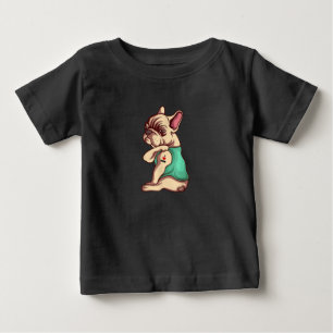 T-shirt Pour Bébé français bulldog i love maman tatouage amant cadea