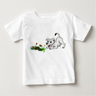 T-shirt Pour Bébé Frühlingserwachen, Welpe mit Schmetterling