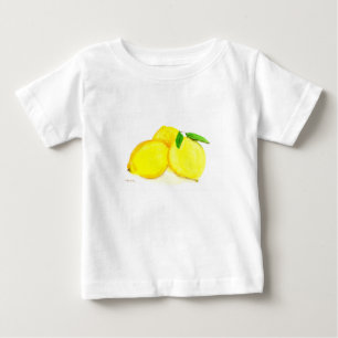 T-shirt Pour Bébé Fruits de citron jaune aquarelle Citrus moderne