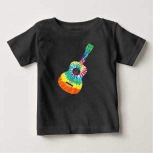 T-shirt Pour Bébé Fun Hippie Rainbow Tie Dye Acoustique Guitare Prem