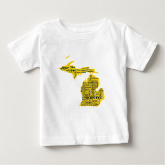 T-shirt Pour Bébé Fun Yellow et Navy Blue State of Michigan villes