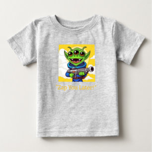 T-shirt Pour Bébé Funny Alien vert avec Ray Gun Cartoon SpT-Shirt