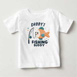 T-shirt Pour Bébé Funny Baby Fish Daddy's Fishing Buddy Cute
