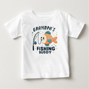 T-shirt Pour Bébé Funny Baby Fish Grand-père's Fishing Buddy Baby