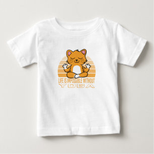 T-shirt Pour Bébé Funny cute cat doing yoga. funny yoga quotes