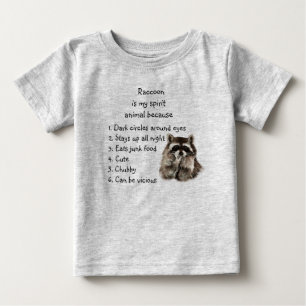 T-shirt Pour Bébé Funny Raccoon Spirit Animal Humour mignon Aquarell