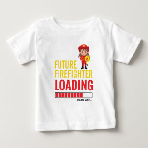 T-shirt Pour Bébé Futur pompier Chargement mignon fille personnalisé