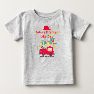 T-shirt Pour Bébé Futur pompier comme papa dessin à la main
