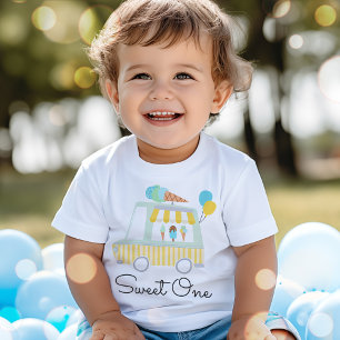 T-shirt Pour Bébé Garçon crème glacée sucré Un 1er anniversaire tenu