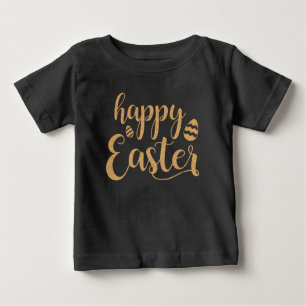 T-shirt Pour Bébé Garçons Mignons Joyeuses Pâques Noir Or
