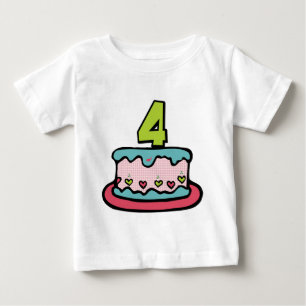 T-shirt Pour Bébé Gâteau d'anniversaire de 4 ans
