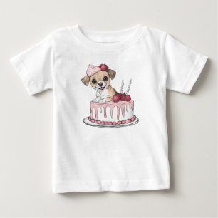 T-shirt Pour Bébé Gâteau Puppy Joy