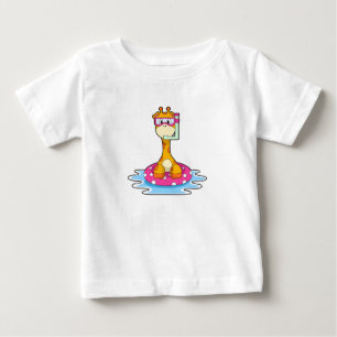 T-shirt Pour Bébé Girafe à la natation avec tuba
