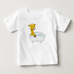 T-shirt Pour Bébé Girafe avec baignoire avec mousse