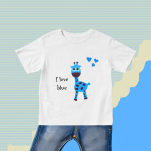 T-shirt Pour Bébé Girafe bleue