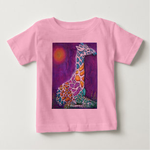 T-shirt Pour Bébé Girafe d'arc-en-ciel