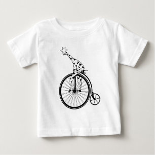 T-shirt Pour Bébé girafe noire et blanche à vélo