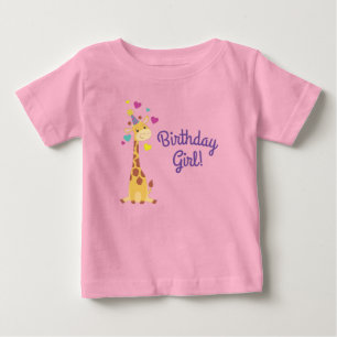 T-shirt Pour Bébé Giraffe Anniversaire de enfant Girl Party mignonne