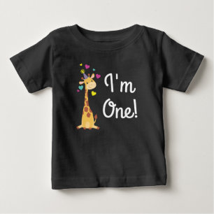 T-shirt Pour Bébé Giraffe Anniversaire de enfant Party Cute I'm One