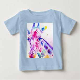 T-shirt Pour Bébé Giraffe Aquarelle Bébés Purple Cadeaux Lavande