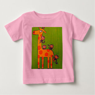 T-shirt Pour Bébé Giraffe et Singe