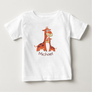 T-shirt Pour Bébé Giraffes de Cartoon Cute Personnalisées