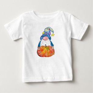 T-shirt Pour Bébé Gnome d'automne blanc mignonne avec Citrouille