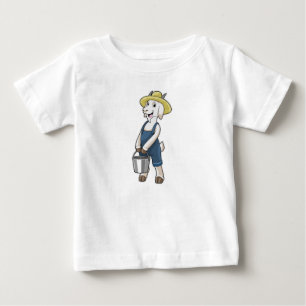 T-shirt Pour Bébé Goat as Farmer with Bucket