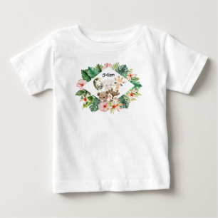 T-shirt Pour Bébé Gold Safari Friends   Aquarelle Florale