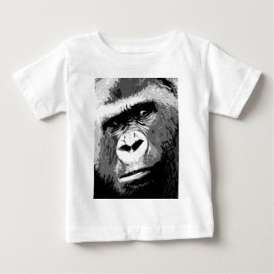 T-shirt Pour Bébé Gorille noire et blanche