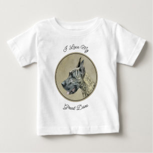 T-shirt Pour Bébé Grand Danois (Bringé) Peinture - Art de Chien Orig