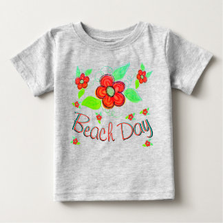 T-shirt Pour Bébé Grande Fleur Rouge Orange en Fleur
