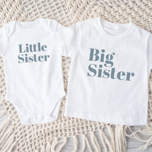 T-shirt Pour Bébé Grande soeur Dusty Blue Matching Famille de frèr