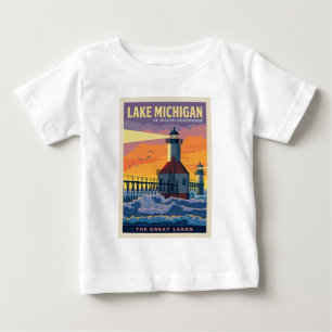 T-shirt Pour Bébé Grands Lacs Lac Michigan