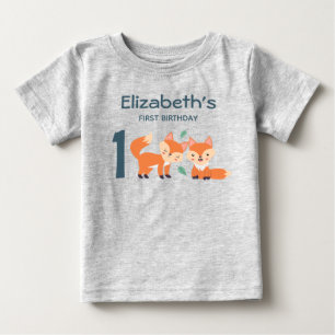 T-shirt Pour Bébé Graphique de renards orange mignon Dessin premier
