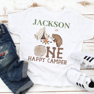 T-shirt Pour Bébé Green Brown Bear One Happy Camper 1er anniversaire