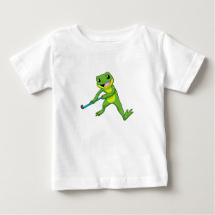 T-shirt Pour Bébé Grenouille à Hockey avec chauve-souris de hockey