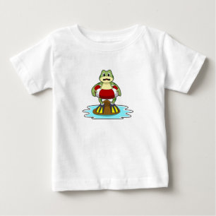 T-shirt Pour Bébé Grenouille à la natation avec anneau de natation