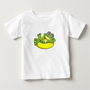 T-shirt Pour Bébé Grenouille à la natation avec anneau de natation