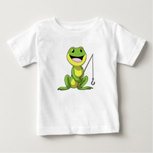 T-shirt Pour Bébé Grenouille à la pêche avec canne à pêche