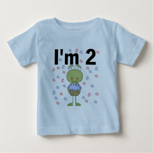 T-shirt Pour Bébé Grenouille avec Cupcake 2e chemises d'anniversaire