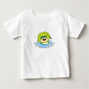 T-shirt Pour Bébé Grenouille avec feuille à la natation