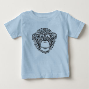 T-shirt Pour Bébé Griffonnage d'Illustartion de singe