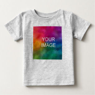 T-shirt Pour Bébé Gris Heather Texte personnalisé Photo Fine Qualité